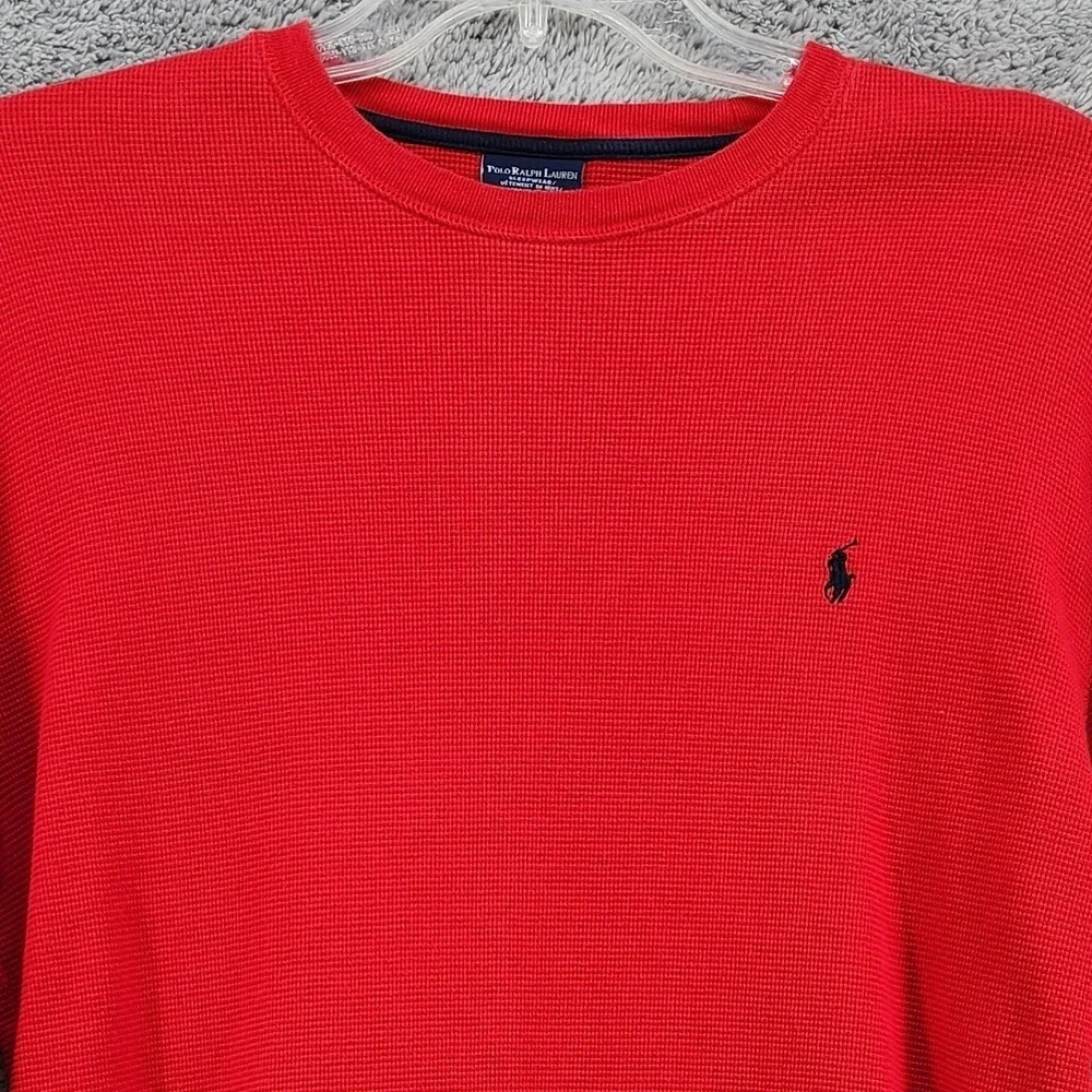 Polo Ralph Lauren Shirt Mens L Red‎ Waffle Cotton Sleepwear Pullover Pony Logo